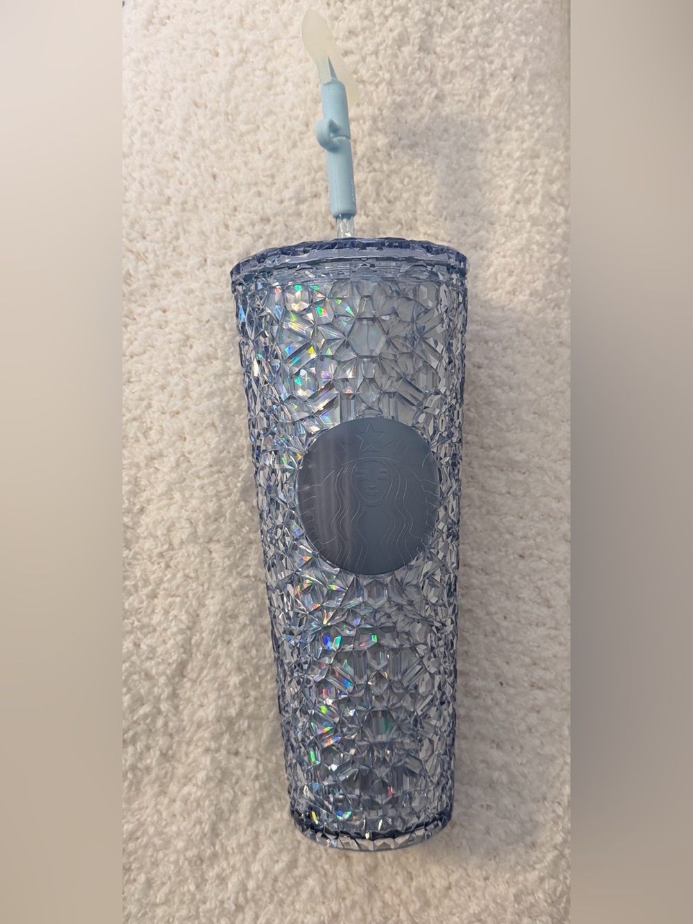 Disney Cinderella Iridescent Light Blue Textured Tumbler with Straw